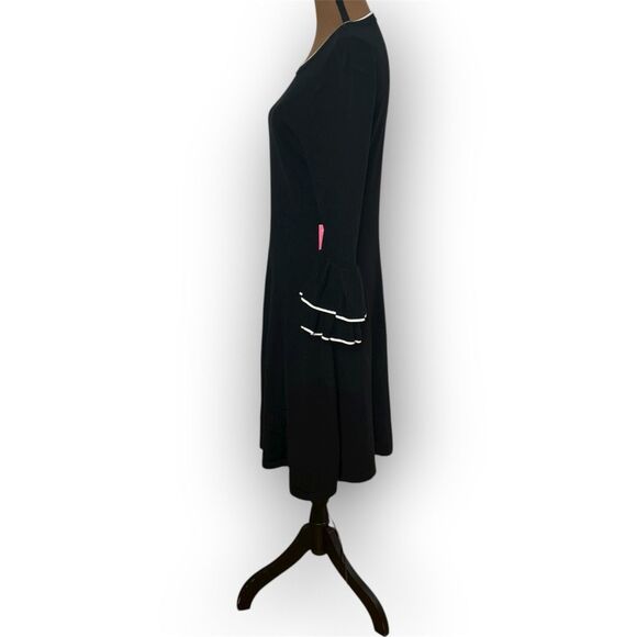 Vince Camuto Black White Trimmed Layered Ruffle Cuff Sweater Dress Women’s Large - Picture 12 of 13
